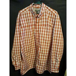 EDDIE BAUER Button Down Shirt Mens XL Red/White Plaid A25